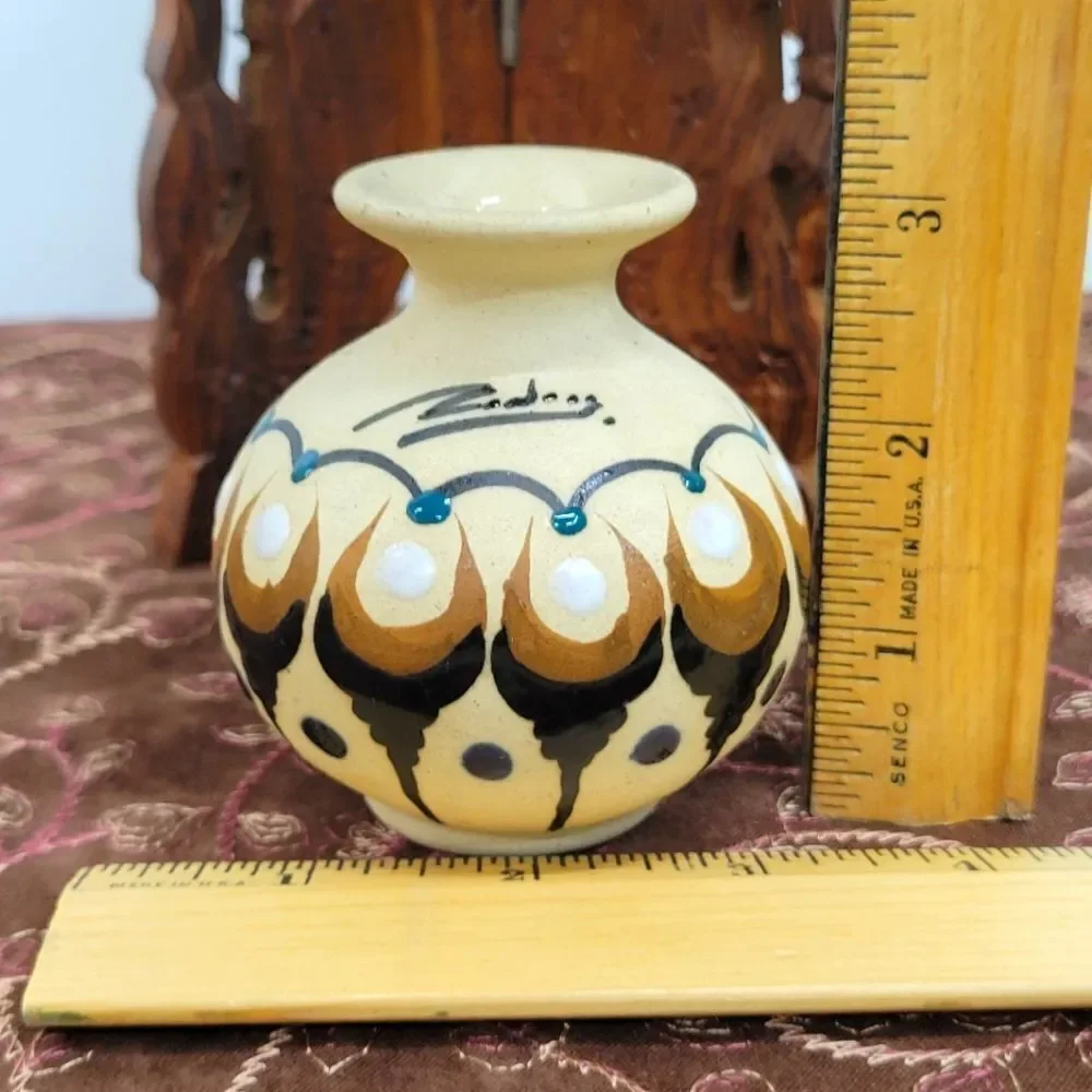 Vintage Zadar Hand Painted Miniature Vase – Yugoslavia Pottery – Abstract Floral